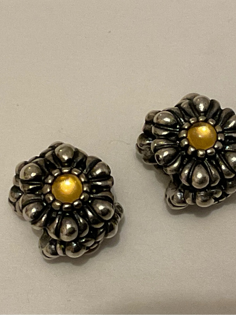 Pandora Silver Floral Charm with Gold Center